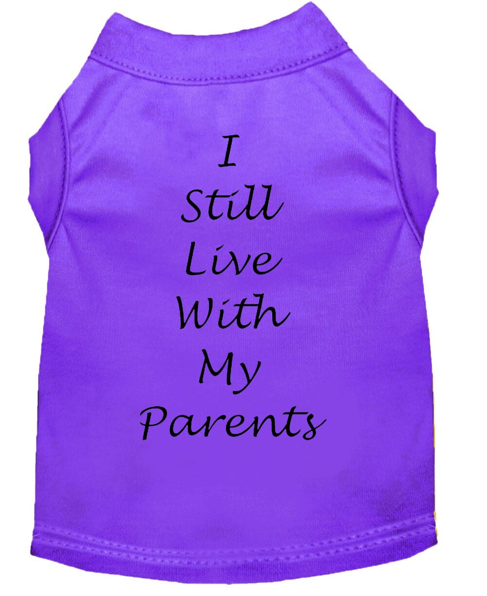 I Still Live With My Parents Dog Shirt Purple